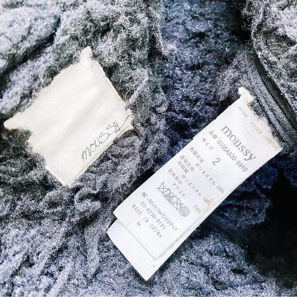 Moussy Leather Suede Faux Shearling Zip Black Biker Moto Jacket Sz M - Picture 5 of 6